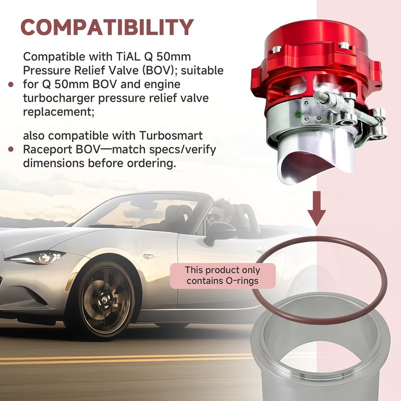 FixBear 2Pack O Ring Seal Fits for TiAL Q 50mm and Turbosmart Blow Off Valves Compatible with TiAL 50mm BOV 57×2.5mm O Ring Replacement for Engine Turbocharger Pressure Relief System - Image 3